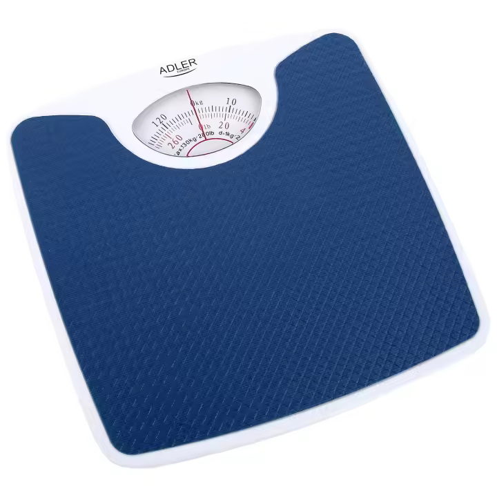 Adler AD8151B Báscula Mecánica de Baño, Precisión Analógica de Gran Tamaño, Medición hasta 130 kg, Fácil Uso, , Blanco/azul - 1