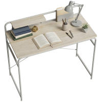 HOMCOM Escritorio, Mesa de Escritorio Moderno con Estante y Estructura de Metal, Fácil Montaje para Oficina en Casa, Dormitorio, Espacios Pequeños, 98x48x88,5 cm, Roble - details 0