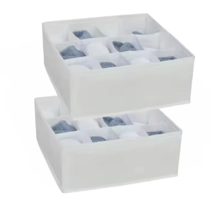 Set 2 Organizador Cajones, 24 Celdas Plegable ,Caja organizadora ropa interior, Organizadores de Cajones No Tejidos, Separadores de Cajones Plegables para Armarios ,ideal Ropa interior, Calcetines, Cinturones ,Corbatas ,Joyas, Color Gris o Blanco - 1