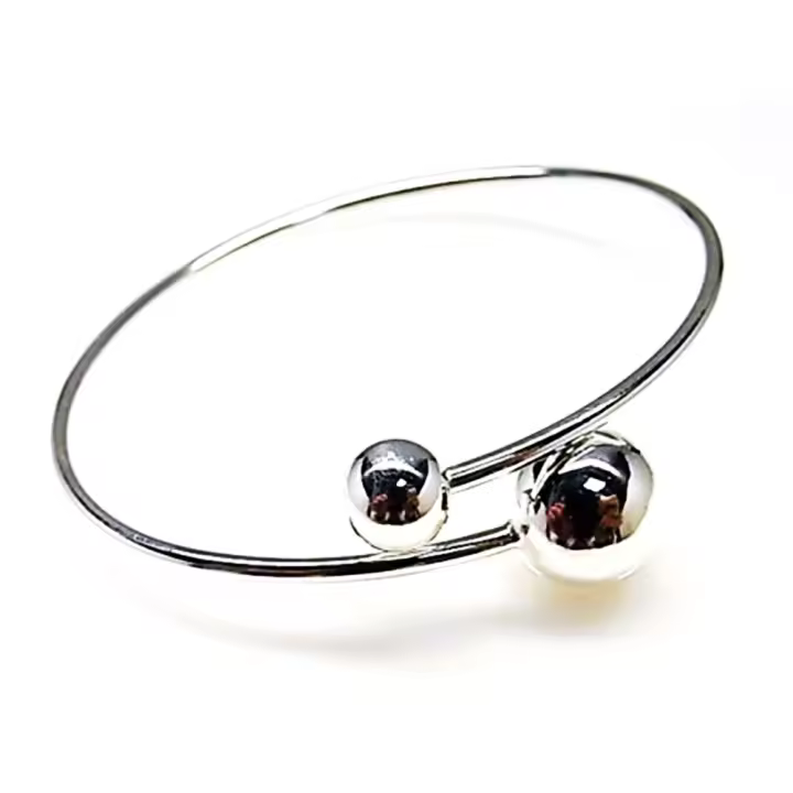 Pulsera Rígida Bolas De Plata De Ley - 1