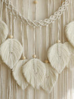 Tapiz Boho Hoja Macramé Tejido En Hilo Decoración De Pared Para Hogar Y Dormitorio Con Cordones De Madera Aesthetic Regalo - details 3