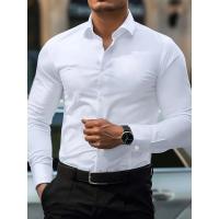 Camisa De Hombre 2025 Nueva Marca Color Sólido Manga Larga Estilo Casual Para Todas Las Estaciones Cierre Único Poliéster - details 1