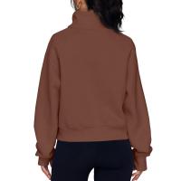 Nueva Sudadera De Mujer Con Capucha Cuello Erguido Otoño Invierno Color Sólido Fleece Manga Larga Bolsillos Cierre Media Pullover Suave - details 62