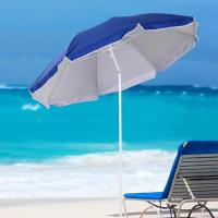 Sombrilla playa antiviento 160 o 220 cm, protección UV50 y revestimiento plateado, 8 varillas fibra de vidrio, mástil inclinable Ø28/32 mm incluye funda con asa, - details 3