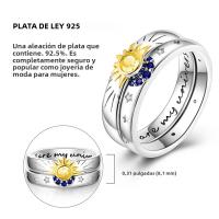 Anillo Anillo De Plata 925 Para Mujer Con Corazón Rosa Azul Sol Estrella Luna Crossover Anillo Ancho Joyería De Fiesta Regalo De Cumpleaños - details 10