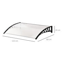 Outsunny Tejadillo de Protección Marquesina para Puertas y Ventanas contra Sol y Lluvia con Paneles de Policarbonato Barras de Aleación de Aluminio Transparente - details 2