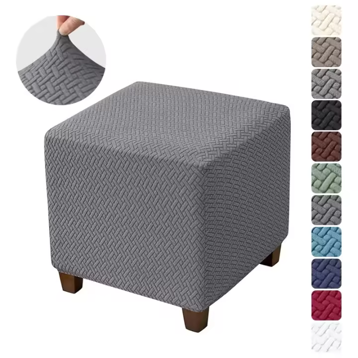 Cubierta De Taburete En Forma De T Trenzada Elástica Para Sofa Y Reposapiés Decoración Para Sala De Estar Oficina Hogar - 1