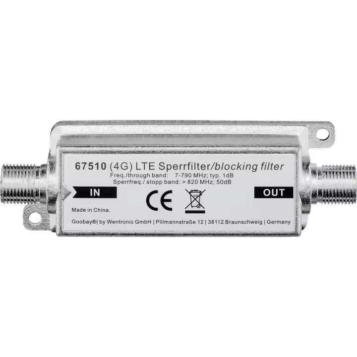 goobay Wentronic 67510 - Amplificador de señal de TV (F, Metálico) 1 artículo - 1