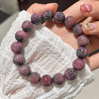 Pulsera De Madera De Bodhi Morada Natural Con Cuentas Budistas Joyería Afortunada Grabada Para Automóvil Juego De Rosario Unisex - details 4
