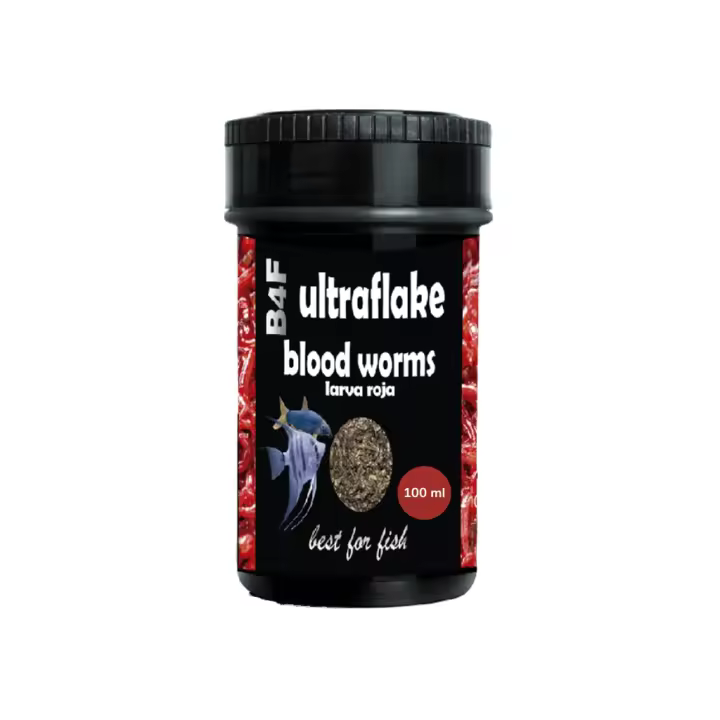 B4F - Ultraflake Blood Worms (100 ml) - Alimento complementario que Potencia el Color y Vigor de los peces - 1