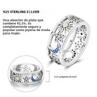 Anillo Anillo De Plata 925 Para Mujer Con Corazón Rosa Azul Sol Estrella Luna Crossover Anillo Ancho Joyería De Fiesta Regalo De Cumpleaños - details 7