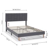 Estructura de Cama tapizada Sorni de 30 cm, 90x190cm, color Gris oscuro VS Venta-Stock - details 0