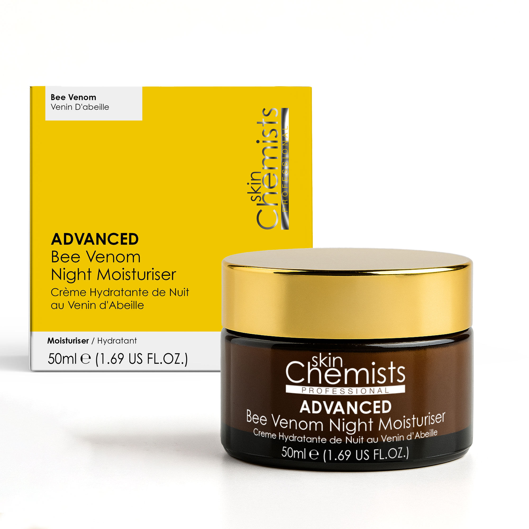 skinChemists - Pro-5 Crema de Noche con Colágeno y Veneno de Abeja 50 ml, con Ácido Hialurónico y Retinol, Hidratante y Antiedad para Piel Madura