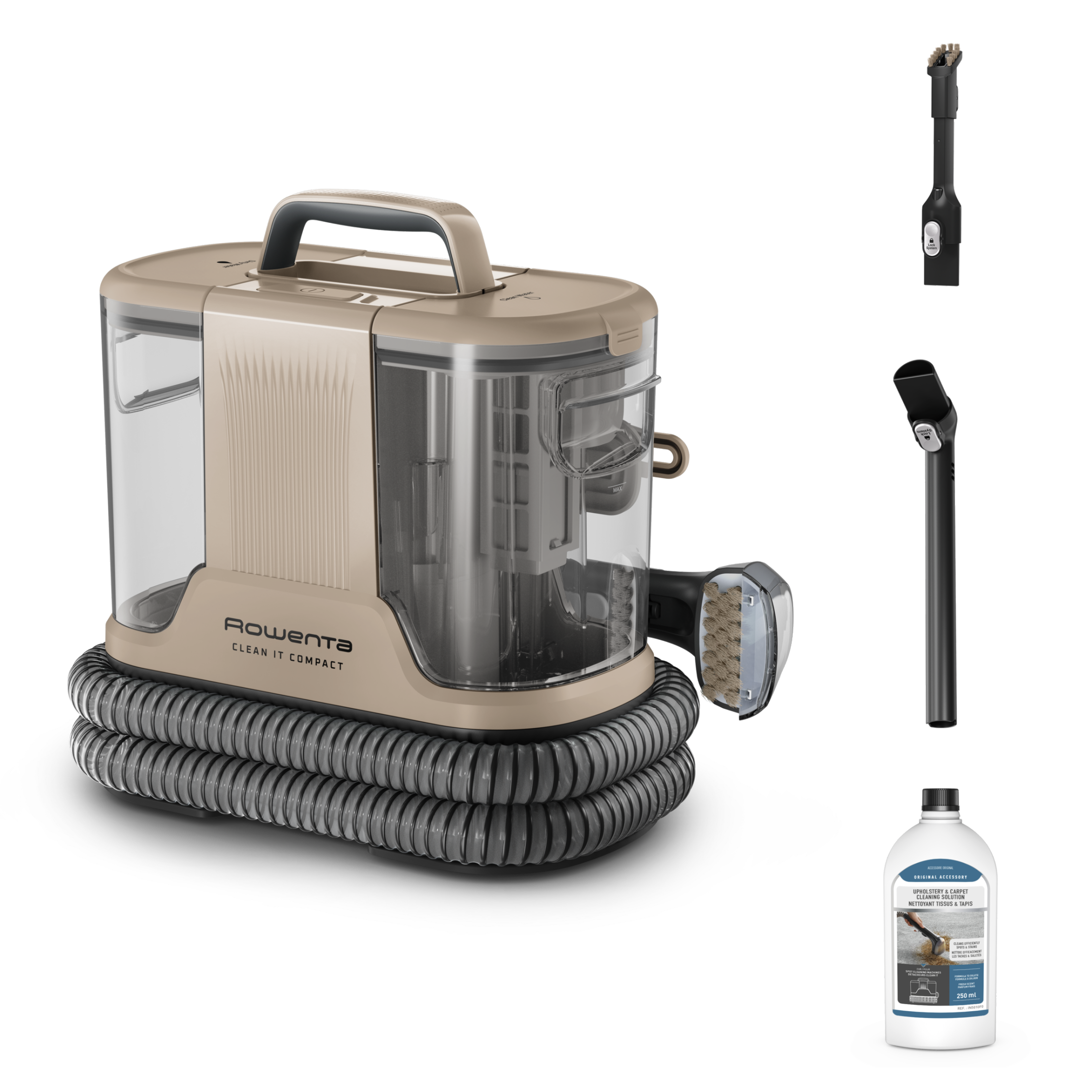 Rowenta Clean It, Aspirador de tapicerías, en seco y humedo, limpiador de moquetas portátil multiusos, compacto, suciedad de mascotas, 400 W, IN3010F0