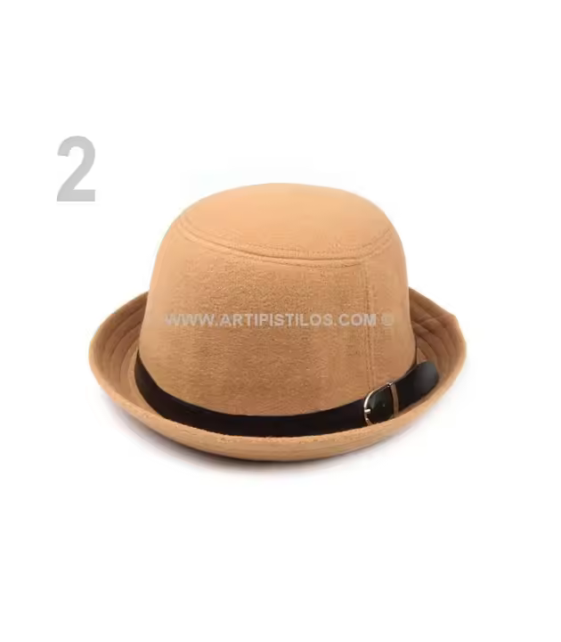 Sombrero Retro de Fielto de Caballero con Franja de Piel Sintética y Hebilla de Metal - 1