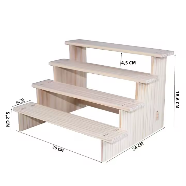Estante De Madera Para Exhibición Organizador Rectangular Soporte Para Pasteles Joyas Colecciones Ecológico Y Duradero - 1
