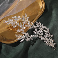 Headband De Plata Con Flor De Cristal Accesorio De Cabello Para Boda Hecho a Mano Diseño Nuevo Para Mujer Vines De Cabello De Novia - details 4