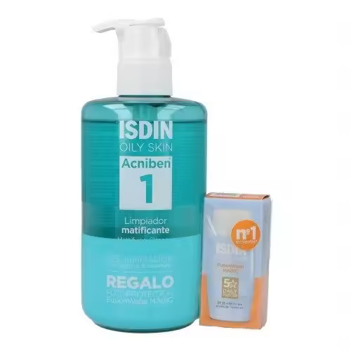 ISDIN ACNIBEN OLY SKIN LIMPIADOR MATIFICANTE + REGALO PROTECTOR FUSION WATER MAGIC 10 ML - 1