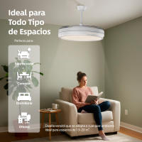 IOTOSTARK Ventilador de Techo con Luz LED Retráctil 106cm, 4 Aspas, Control por APP y Mando a Distancia, Potencia Total 66W, Temporizador, 6 Velocidades, 3 Temperaturas de Luz, Función Verano-Invierno, Silencioso, Negro IOTOSTARK-leduni - details 22