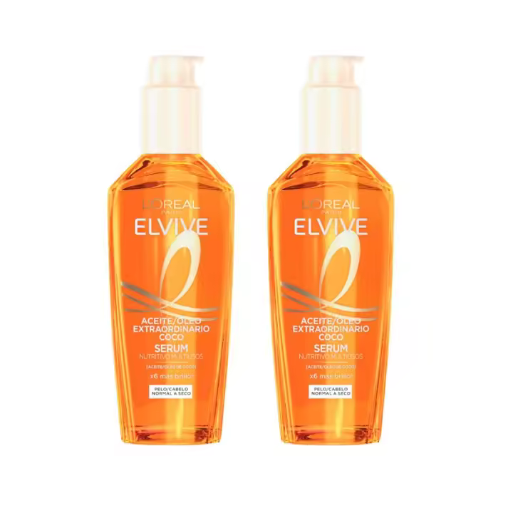 L'Oréal Paris | Elvive Aceite Extraordinario Serum Nutritivo Multiusos con Aceite de Coco Para Pelo Normal a Seco 2x100ml - 1