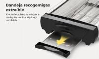 Tostadora eléctrica de 900W con calentamiento rápido, 4 ranuras, bandeja recogemigas de acero inoxidable, para cocina y hogar, tostar 4 panes una vez, temporizador mecánico variable, control de dorado, función stop, temporizador en sentido antihorario - details 3