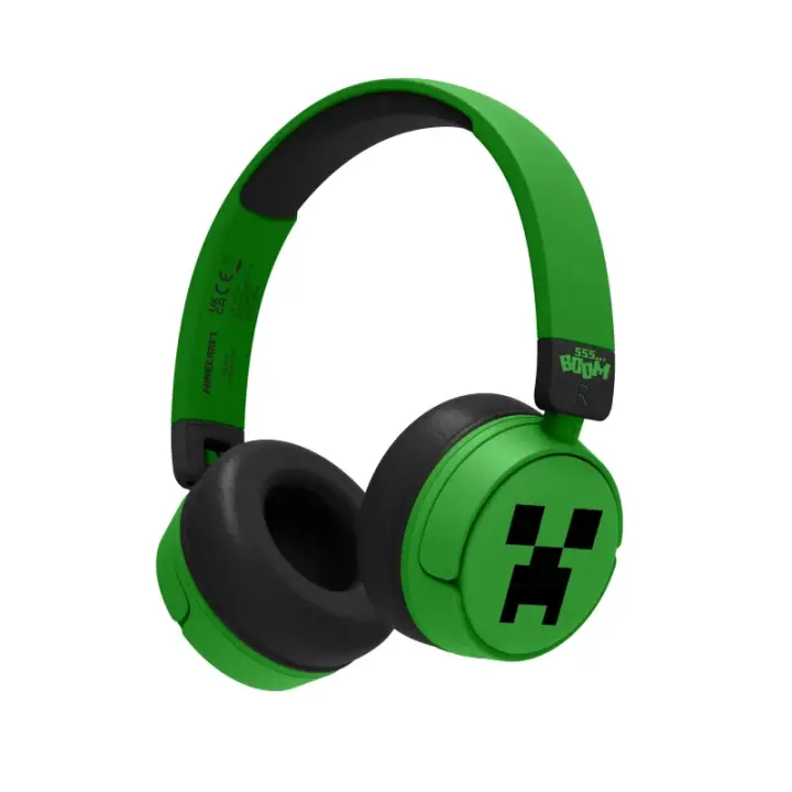 AURICULARES INFANTILES SIN CABLE MINECRAFT CREEPER CON CONTROL PARENTAL DE VOLUMEN Y CABLE PARA COMPARTIR AUDIO OTL Technologies - 1