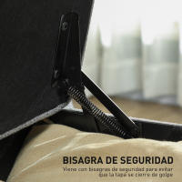 HOMCOM Puff Almacenaje Banco Almacenaje 112L Tapizado en Lino con 2 Bisagras de Seguridad Tapa Abatible y Asiento con Capitoné para Dormitorio Salón Entrada Carga 120 kg 120x40x48 cm Gris Oscuro - details 4