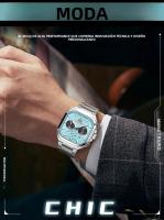 Reloj De Pulsera De Cuarzo MINI FOCUS Para Hombre Con Caja Cuadrada Y Correa De Acero Luminoso Función Multiusos Resistente Al Agua Y Al Shock - details 6