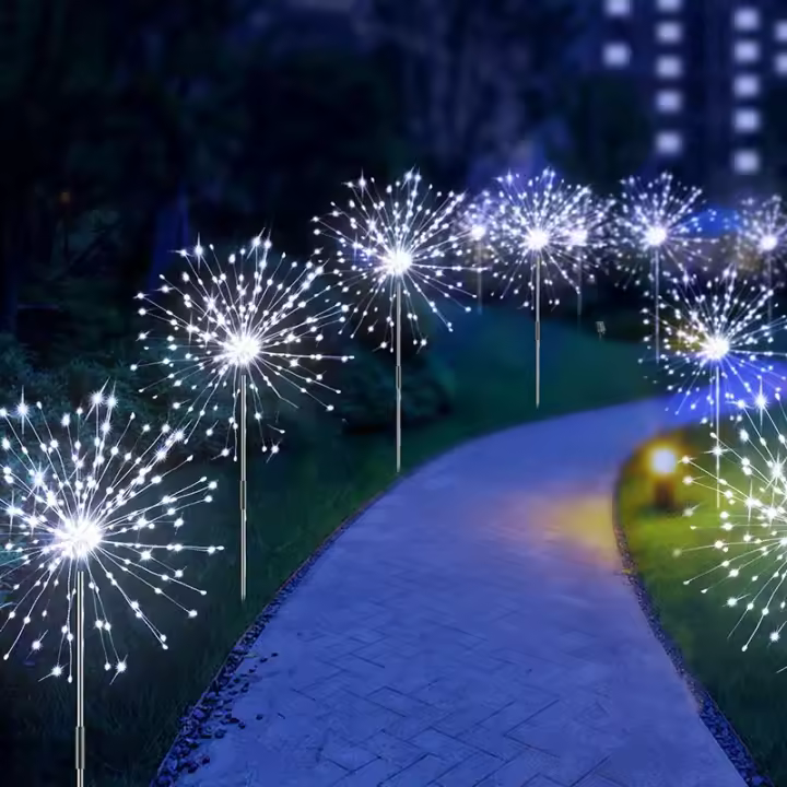 Lámpara De Jardín Solar LED Con Efecto De Fuego De Artificio Decoración De Aire Aéreo Impermeable Para Paisaje Exterior Iluminación De Césped - 1