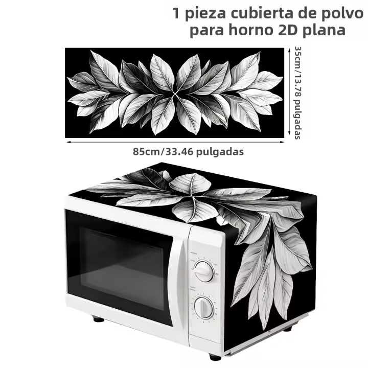 Cubierta De Horno Retro En Color Negro Para Microondas Protector De Máquina De Poliéster 100% Decoración Para Electrodomésticos De Cocina - 1