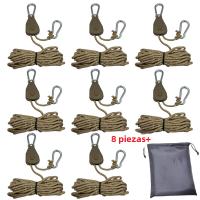 8Pcs 4m Cuerda De Camping Ajustable Con Engrosador De Cuerda Y Gancho Fijo Para Tienda De Campaña Accesorios Para Tents - details 0