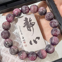 Pulsera De Madera De Bodhi Morada Natural Con Cuentas Budistas Joyería Afortunada Grabada Para Automóvil Juego De Rosario Unisex - details 8