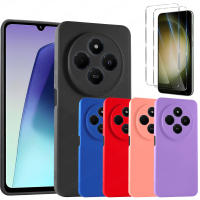 Funda + Protector Cristal Vidrio Templado Opcional Compatible Con XIAOMI REDMI 14C 4G Proteccion 3D Cubre Cámara, Carcasa, Gel TPU Silicona Suave Mate, Color Negro Azul Rojo Rosa Morado, Ajuste Perfecto, Acceso Conector Carga Auricular, Meloenvias mle26 - details 0