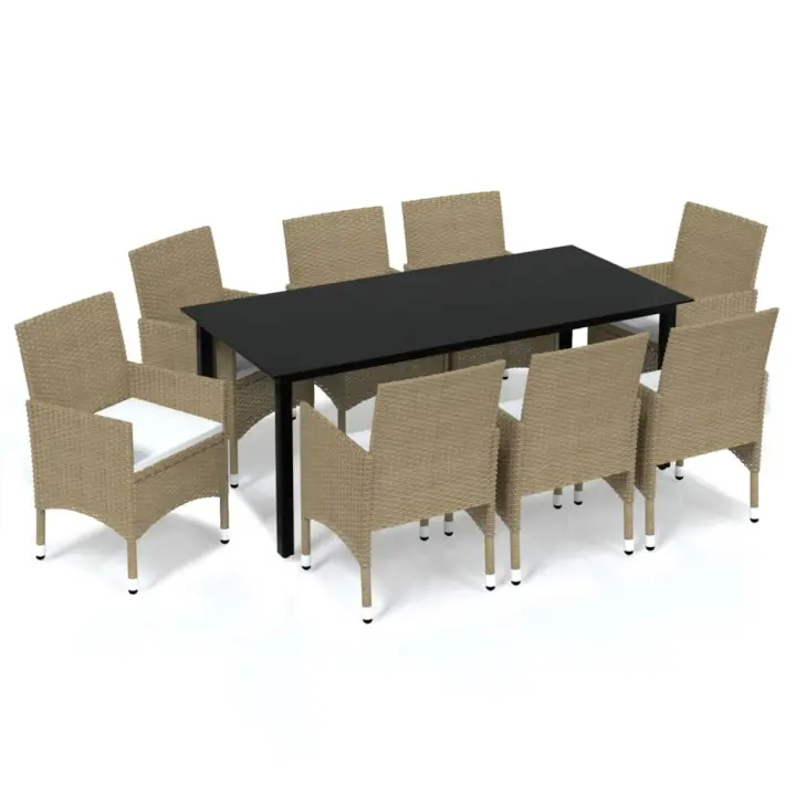 vidaXL Set de muebles jardín 9 pzas con cojines ratán sintético beige - 1