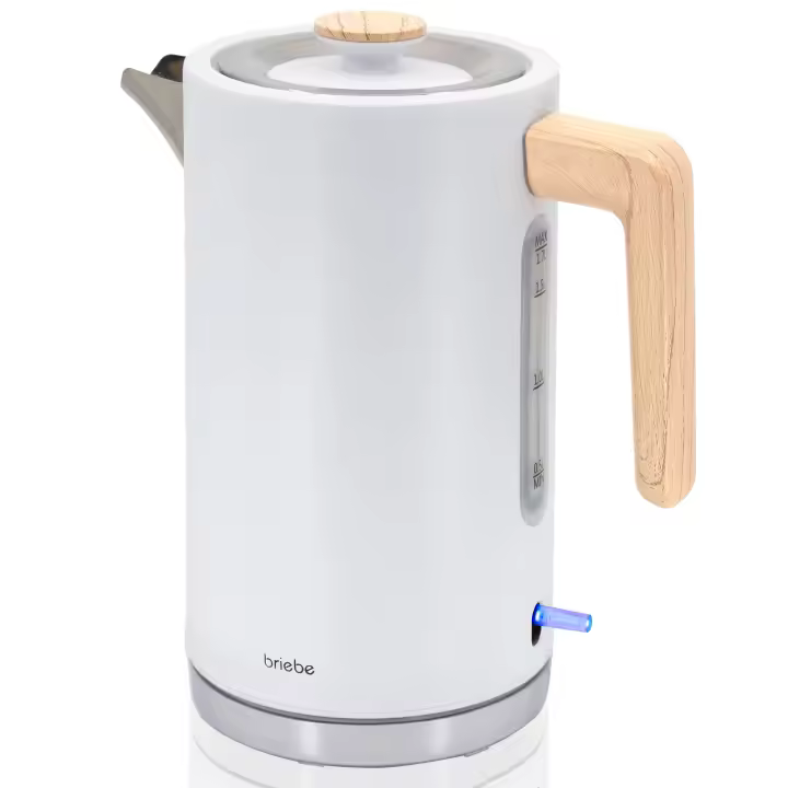 Briebe KT1165WHT Nordic Hervidor Agua Eléctrico 1,7L Inalámbrico Ebullición Rápida, Libre de BPA, Base de 360°, 2200W, Blanco - 1