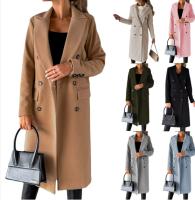 Nueva Chaqueta De Moda Para Mujer 2025 Otoño Invierno Cuello En V Largo Con Bolsillos Doble Botón Estilo Casual Largo (26+ Pulgadas) - details 1