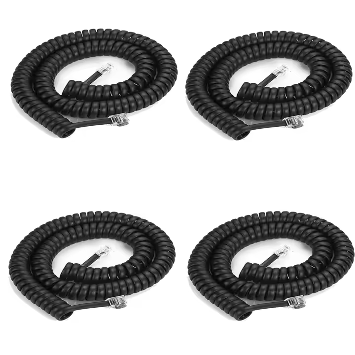 Cable De Teléfono RJ9 4P4C De 8 Pies Con Desenredador Rotativo De 360 Grados Adaptador De Cable Para Teléfono Fijo - 1