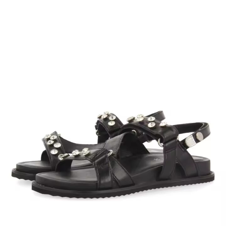 Gioseppo - Sandalias Negras de Piel Tipo Bio con Adornos de Cristales para Niña Riska - Estilo para Días Calurosos - 1