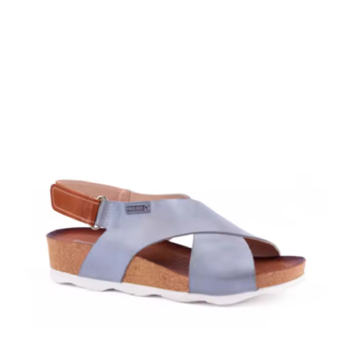 PIKOLINOS MAHON W9E-0912 sandalia de mujer en piel natural de tiras cruzadas en empeine y sujeta con velcro, piso volumen de eva muy ligero, plantilla entera de cuero. - 1