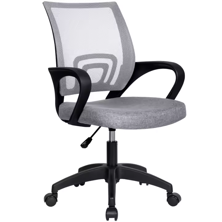 T-LoVendo Silla de Oficina o Escritorio ergonómica con Soporte Lumbar, Malla Transpirable, Regulable en Altura, Ruedas antiarañazos, Color Gris - 1