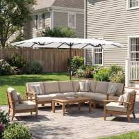 Outsunny Sombrilla Doble 4,6x2,6 m, Sombrilla Terraza Exterior con Manivela Manual, Protección UV50+, Funda Protectora, Resistente al Agua, Parasol para Jardín, Terraza, Patio - details 1
