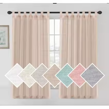 Om Home Cortinas de Lino para Salón,2 Piezas,Visillo Translúcido, Cortinas with Ojales modernos, Decorativas para Ventana, Habitación y D - 1