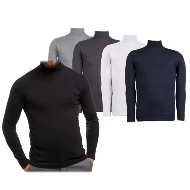 Mediawavestore Camiseta Hombre VKA29 Philip Manga Larga Térmica Interior Felpa Slim Fit Cuello Alto - 1
