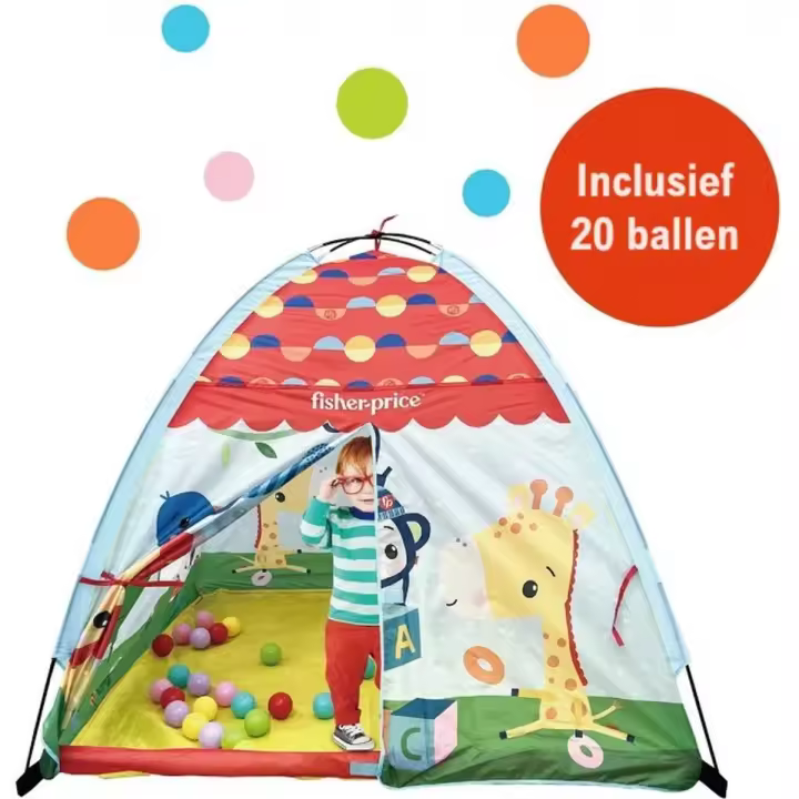 Tienda Infantil Plegable XL Fisher Price con Canasta y 20 Bolas - 64x42x82cm Deqube - 1