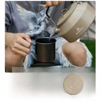 Hervidor De Agua De Viaje Ultraligero De 1.4L Con Manija Para Estufa Café Metal Suministros De Mesa Color Khaki Verde Negro - details 8
