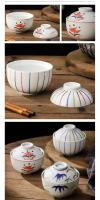Cerámica Pequeña Olla De Sopa Japonesa Con Tapa Pintada a Mano 4 Pulgadas Tazón De Huevo Ecológico Y Resistente Al Calor - details 4
