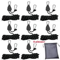 8Pcs 4m Cuerda De Camping Ajustable Con Engrosador De Cuerda Y Gancho Fijo Para Tienda De Campaña Accesorios Para Tents - details 2