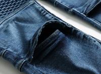 Jeans Slim Para Hombre Estilo Hip-Hop Y Rock Patchwork Vintage Pantalones De Cuero Genuino De Alta Calidad Moda Estadounidense - details 8