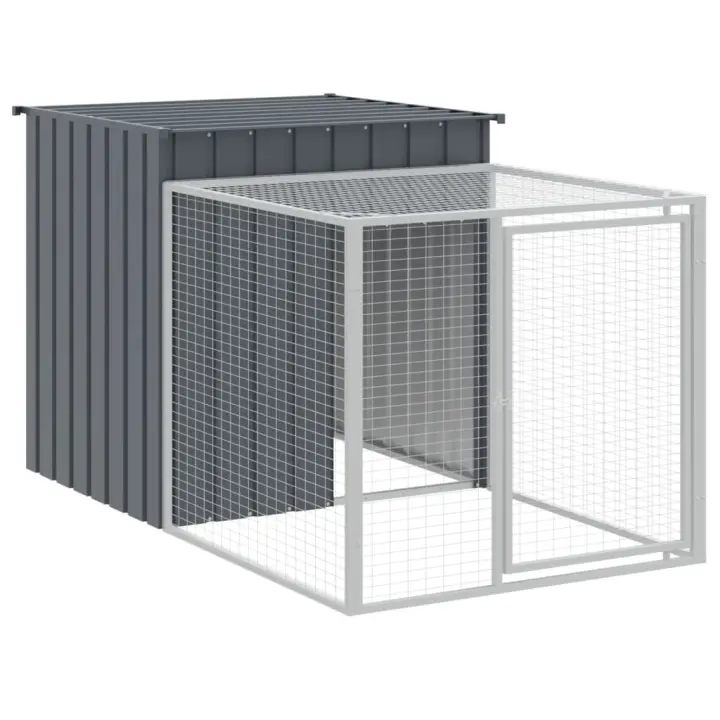vidaXL Gallinero con Corral Jaula Caseta de Gallinas Acero Galvanizado Color Antracita, Gris claro, y mas - 1