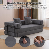 Sofá cama convertible de chenilla suave, asiento doble, no requiere montaje - tela resistente a los arañazos, imprescindible para apartamentos cómodos - details 2